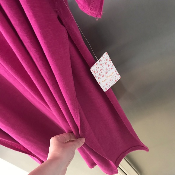 Free People HOT Pink Tunic Tee Dress ❤️XS RARE NWT - Picture 4 of 5